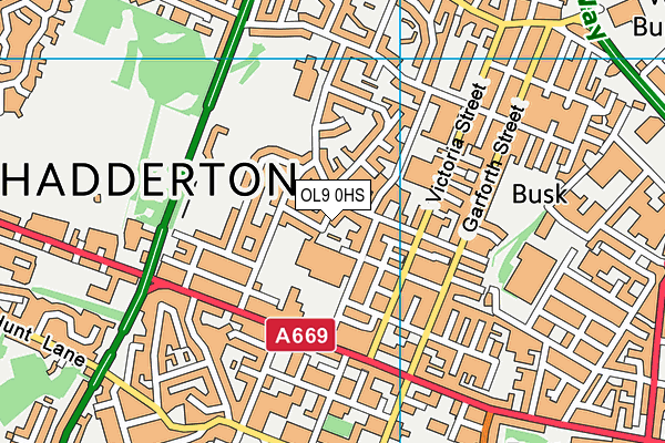 OL9 0HS map - OS VectorMap District (Ordnance Survey)