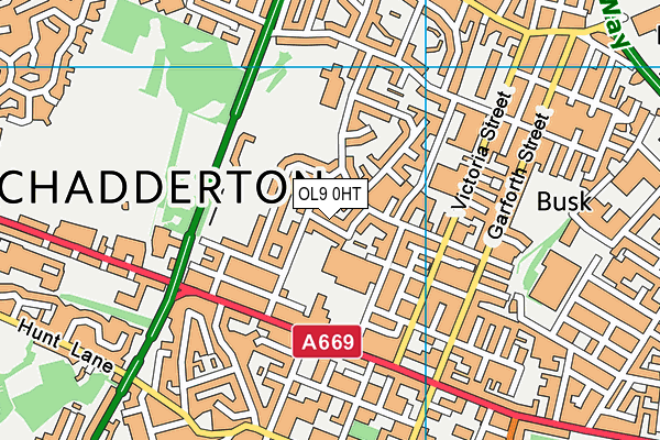 OL9 0HT map - OS VectorMap District (Ordnance Survey)