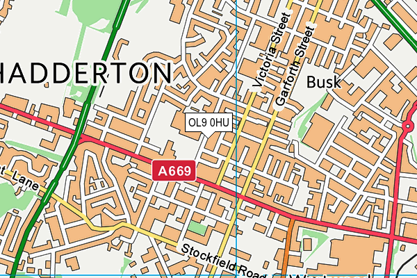 OL9 0HU map - OS VectorMap District (Ordnance Survey)