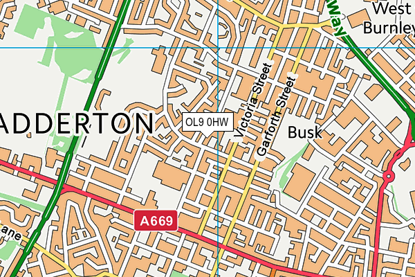 OL9 0HW map - OS VectorMap District (Ordnance Survey)