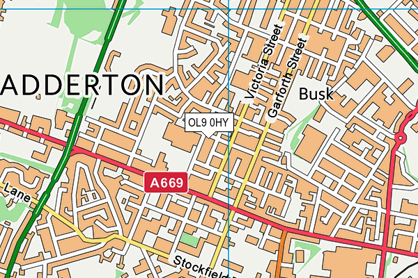 OL9 0HY map - OS VectorMap District (Ordnance Survey)