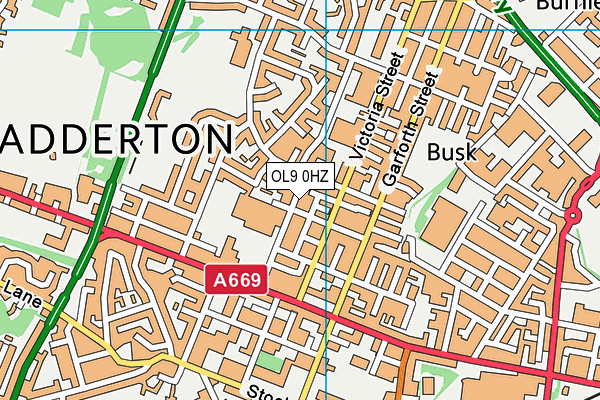 OL9 0HZ map - OS VectorMap District (Ordnance Survey)