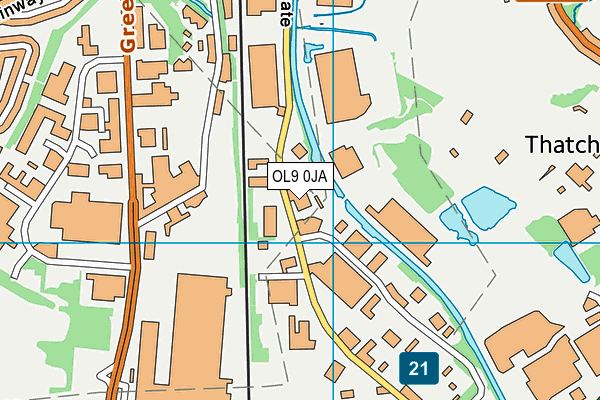 OL9 0JA map - OS VectorMap District (Ordnance Survey)