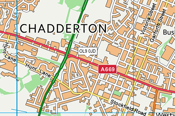 OL9 0JD map - OS VectorMap District (Ordnance Survey)