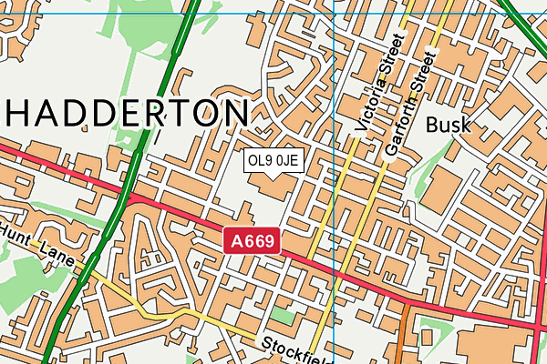 OL9 0JE map - OS VectorMap District (Ordnance Survey)