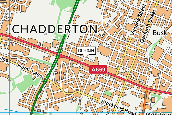 OL9 0JH map - OS VectorMap District (Ordnance Survey)