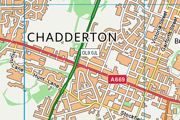 OL9 0JL map - OS VectorMap District (Ordnance Survey)