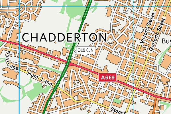 OL9 0JN map - OS VectorMap District (Ordnance Survey)