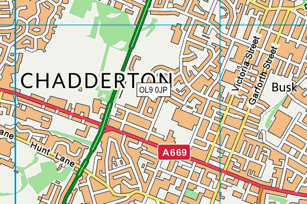 OL9 0JP map - OS VectorMap District (Ordnance Survey)