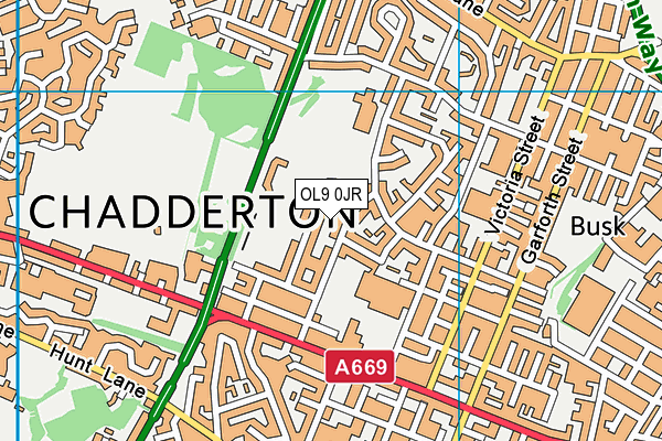 OL9 0JR map - OS VectorMap District (Ordnance Survey)