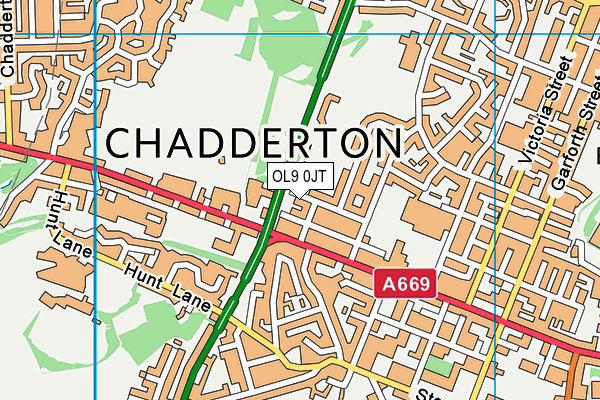 Chadderton Football Club map (OL9 0JT) - OS VectorMap District (Ordnance Survey)