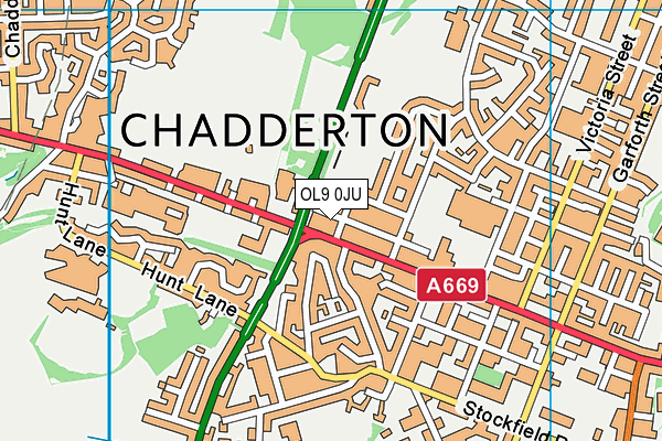 OL9 0JU map - OS VectorMap District (Ordnance Survey)