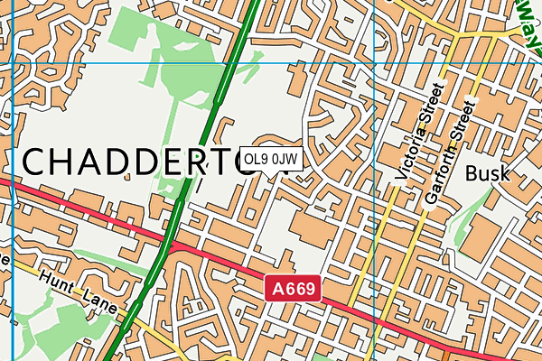 OL9 0JW map - OS VectorMap District (Ordnance Survey)