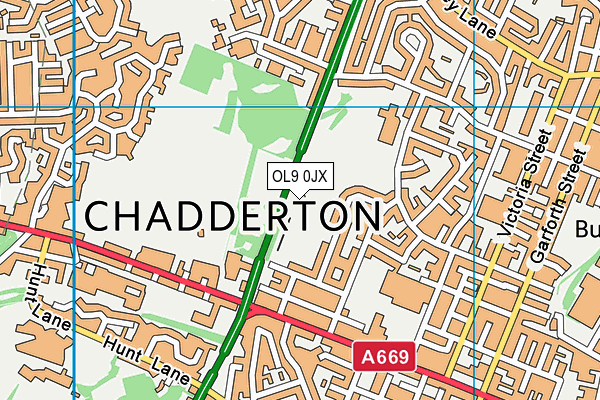 OL9 0JX map - OS VectorMap District (Ordnance Survey)