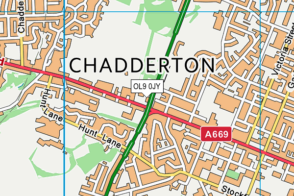 OL9 0JY map - OS VectorMap District (Ordnance Survey)