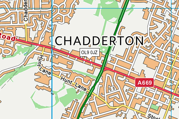 OL9 0JZ map - OS VectorMap District (Ordnance Survey)