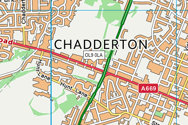 OL9 0LA map - OS VectorMap District (Ordnance Survey)