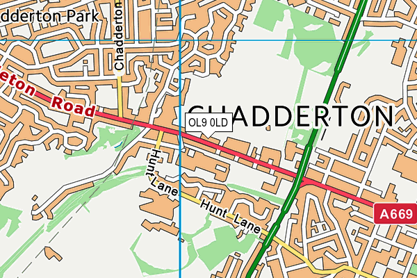 OL9 0LD map - OS VectorMap District (Ordnance Survey)