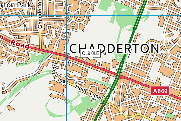 OL9 0LE map - OS VectorMap District (Ordnance Survey)