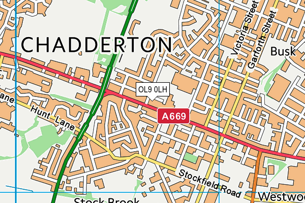 OL9 0LH map - OS VectorMap District (Ordnance Survey)