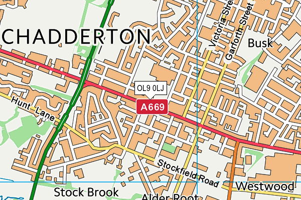 OL9 0LJ map - OS VectorMap District (Ordnance Survey)