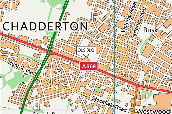 OL9 0LQ map - OS VectorMap District (Ordnance Survey)