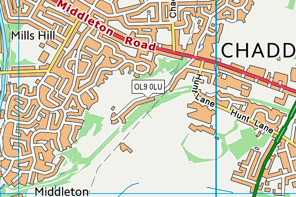 OL9 0LU map - OS VectorMap District (Ordnance Survey)