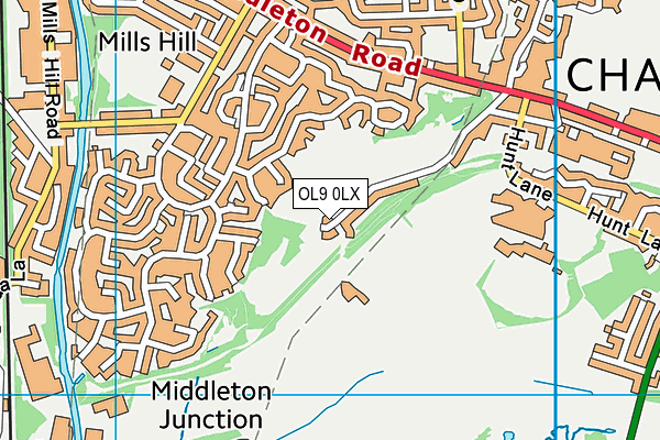 OL9 0LX map - OS VectorMap District (Ordnance Survey)