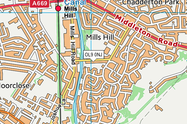 OL9 0NJ map - OS VectorMap District (Ordnance Survey)