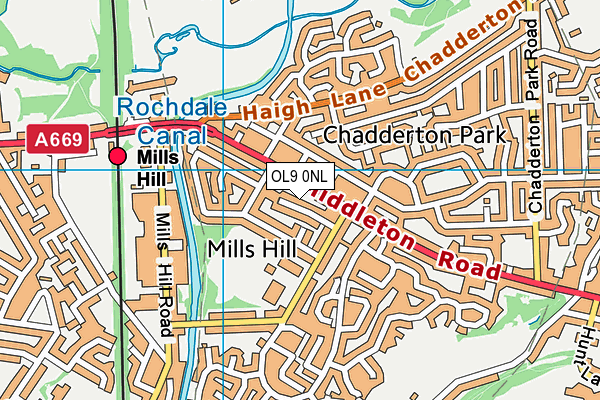 OL9 0NL map - OS VectorMap District (Ordnance Survey)