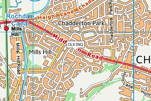 OL9 0NQ map - OS VectorMap District (Ordnance Survey)