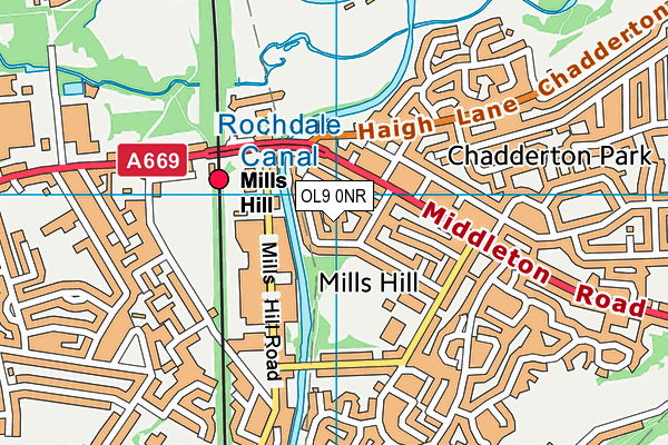 OL9 0NR map - OS VectorMap District (Ordnance Survey)