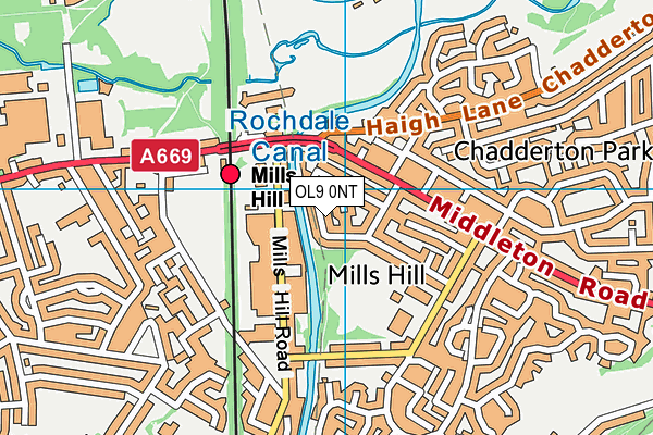 OL9 0NT map - OS VectorMap District (Ordnance Survey)