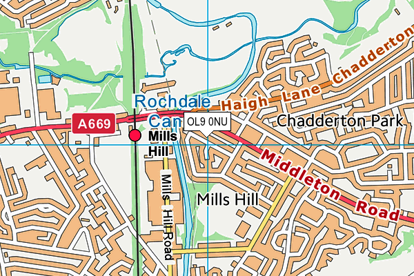 OL9 0NU map - OS VectorMap District (Ordnance Survey)