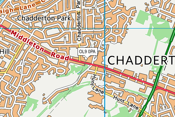 OL9 0PA map - OS VectorMap District (Ordnance Survey)