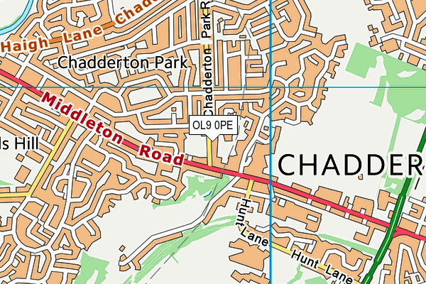 OL9 0PE map - OS VectorMap District (Ordnance Survey)