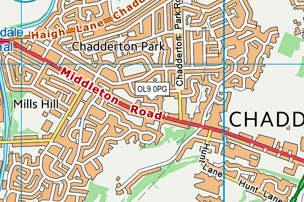 OL9 0PG map - OS VectorMap District (Ordnance Survey)