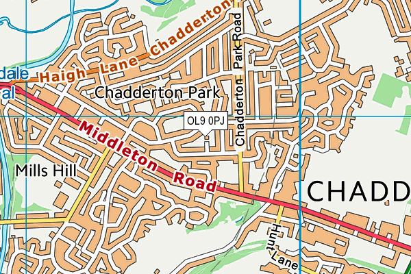 OL9 0PJ map - OS VectorMap District (Ordnance Survey)