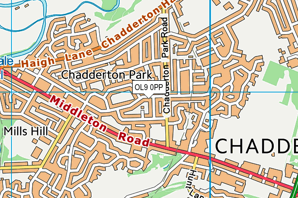 OL9 0PP map - OS VectorMap District (Ordnance Survey)