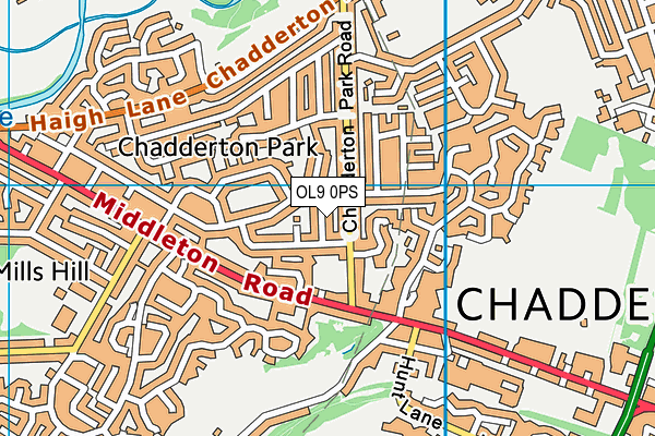 OL9 0PS map - OS VectorMap District (Ordnance Survey)