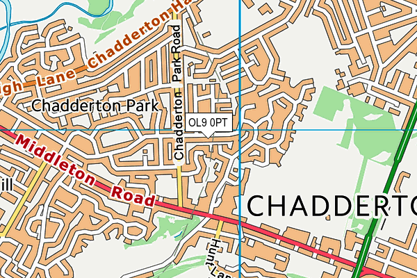 OL9 0PT map - OS VectorMap District (Ordnance Survey)