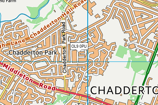 OL9 0PU map - OS VectorMap District (Ordnance Survey)