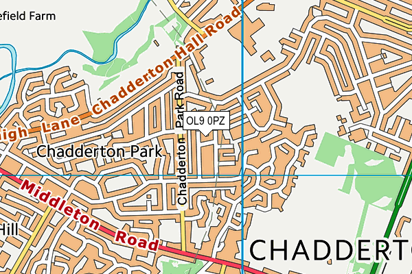 OL9 0PZ map - OS VectorMap District (Ordnance Survey)