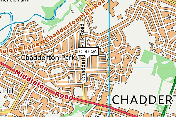 OL9 0QA map - OS VectorMap District (Ordnance Survey)