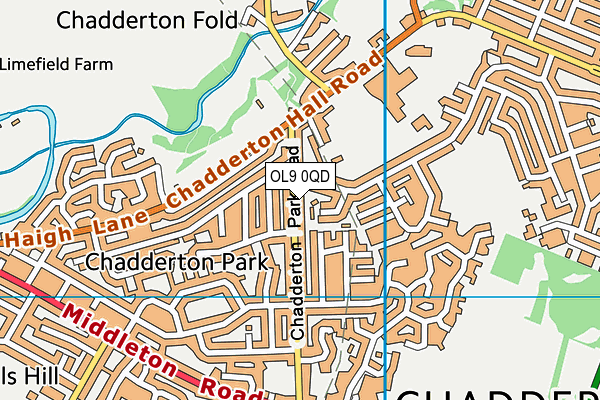 OL9 0QD map - OS VectorMap District (Ordnance Survey)