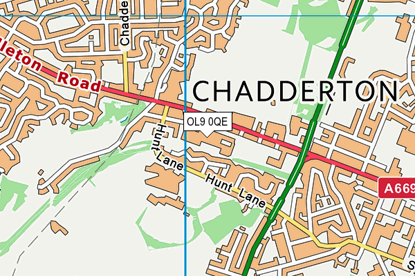 OL9 0QE map - OS VectorMap District (Ordnance Survey)