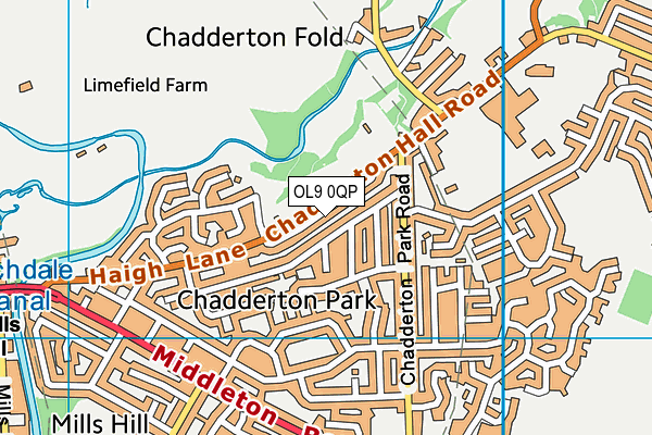 Chadderton Hall Park map (OL9 0QP) - OS VectorMap District (Ordnance Survey)