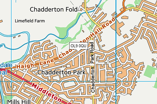 OL9 0QU map - OS VectorMap District (Ordnance Survey)