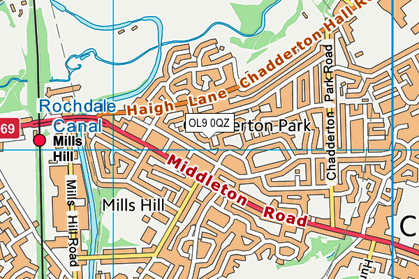 OL9 0QZ map - OS VectorMap District (Ordnance Survey)