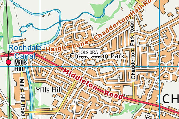 OL9 0RA map - OS VectorMap District (Ordnance Survey)